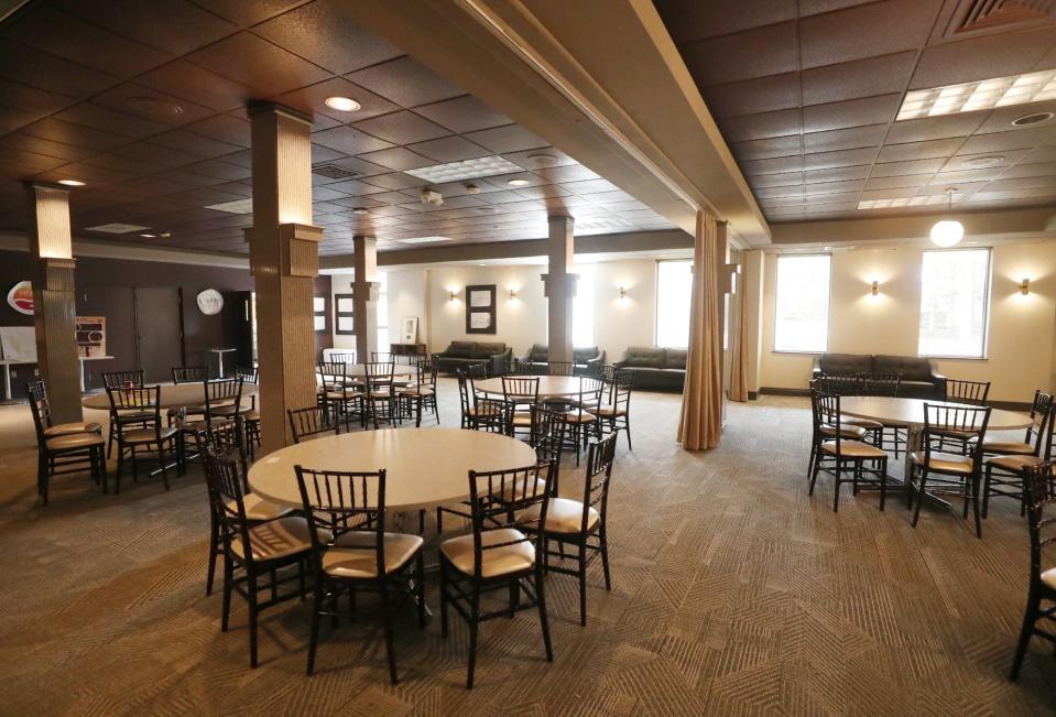 An event space in the lower level of Highland Square Universal Gathering Place, HUG art center, on Thursday.