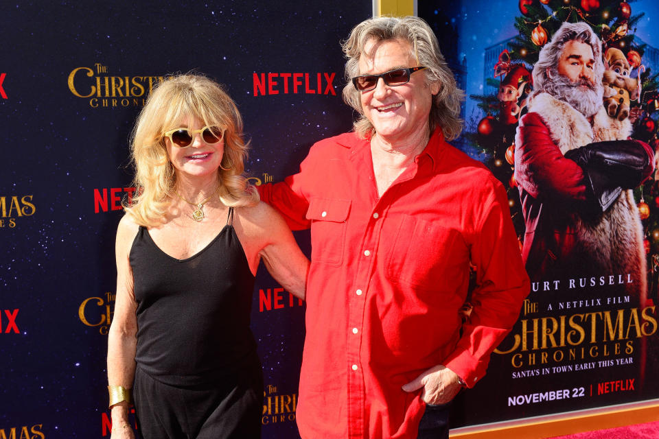 Goldie Hawn and Kurt Russell arrive at the Premiere of Netflix's 'The Christmas Chronicles' at Fox Bruin Theater on November 18, 2018 in Los Angeles, California.  (Photo by Jerod Harris/FilmMagic,)