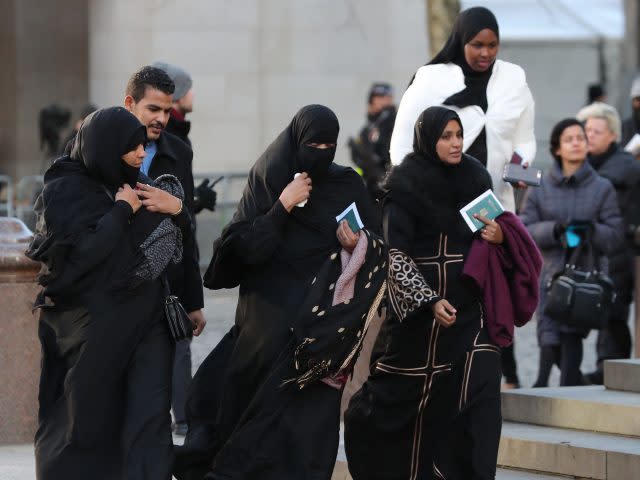 People arriving for the start of the service at St Paul's Cathedral (Daniel Leal-Olivas/PA)