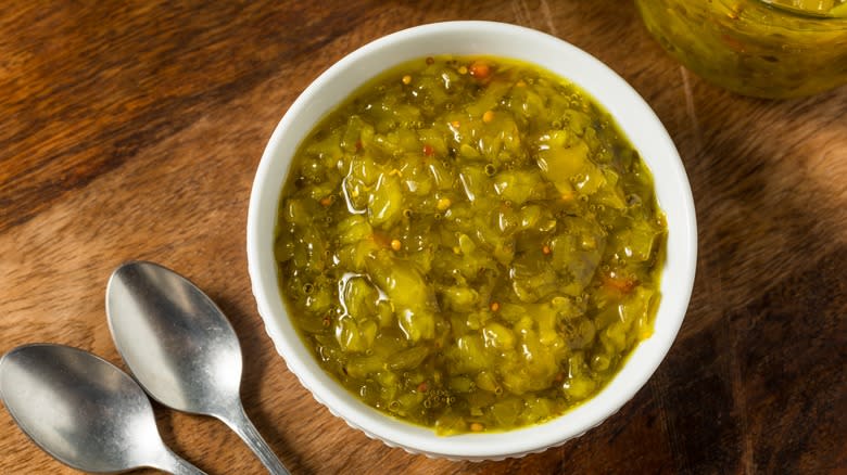 Homemade sweet pickle relish 