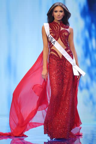 <p>Hector Vivas/Getty</p> Miss United States Noelia Voigt attends the The 72nd Miss Universe Competition - Preliminary Competition at Gimnasio Nacional Jose Adolfo Pineda on November 15, 2023 in San Salvador, El Salvador.