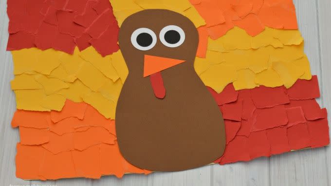 turkey crafts torn paper turkey