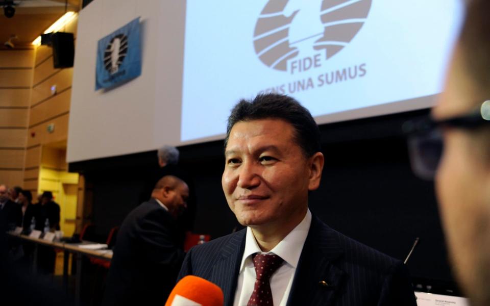 Kirsan Ilyumzhinov smiles after he was reelected President of Fide in Tromso, Norway, in August 2014 - Credit: RUNE STOLTZ BERTINUSSEN