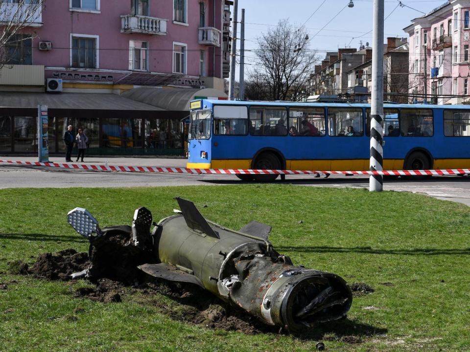 Missile fragment after attack on Kramatorsk train station, Ukraine