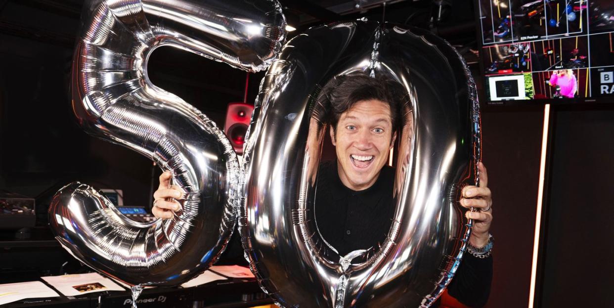 vernon kay celebrating his 50th birthday at radio 2