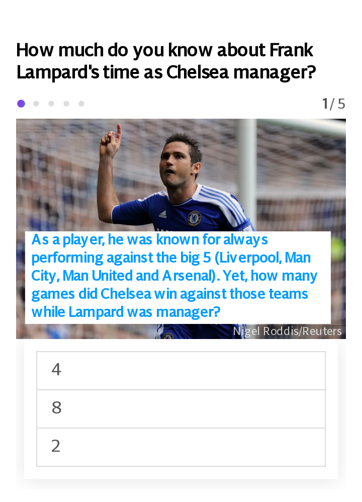 Frank Lampard Chelsea manager quiz