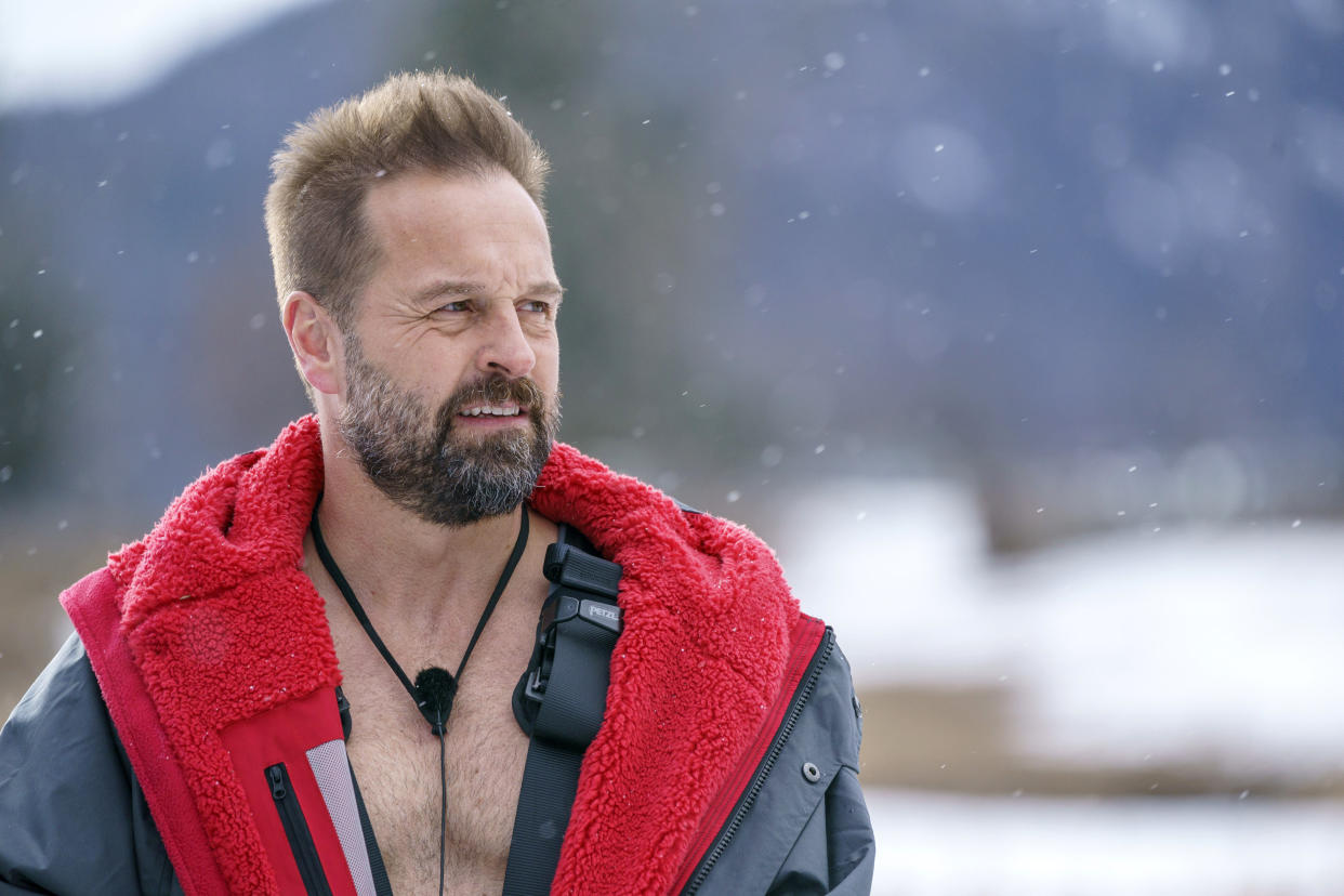 Alfie Boe in snow during Freeze the Fear. (Hungry Bear Media)