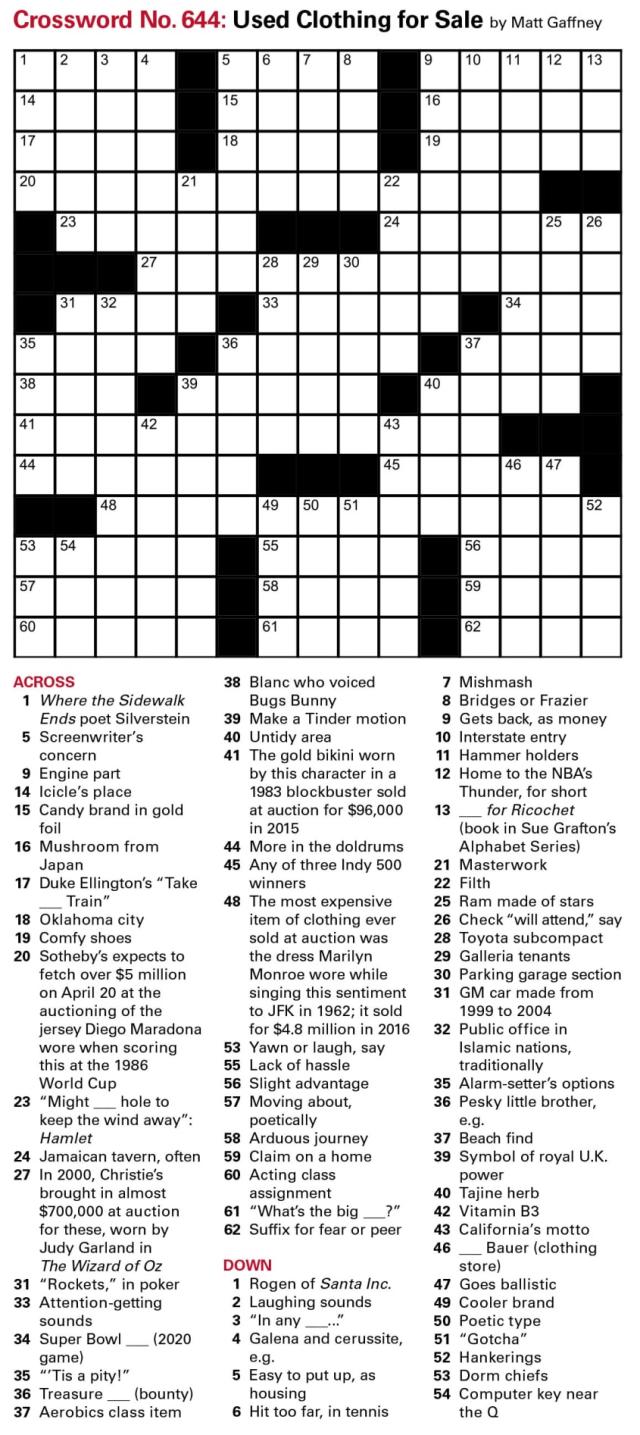 Puzzles: Printable Crossword and Sudoku Issue: April 22 2022