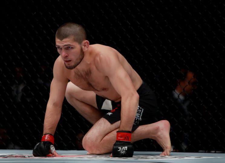 Khabib Nurmagomedov will face Tony Ferguson for the interim lightweight title at UFC 209 on March 4 in Las Vegas. (Getty Images)