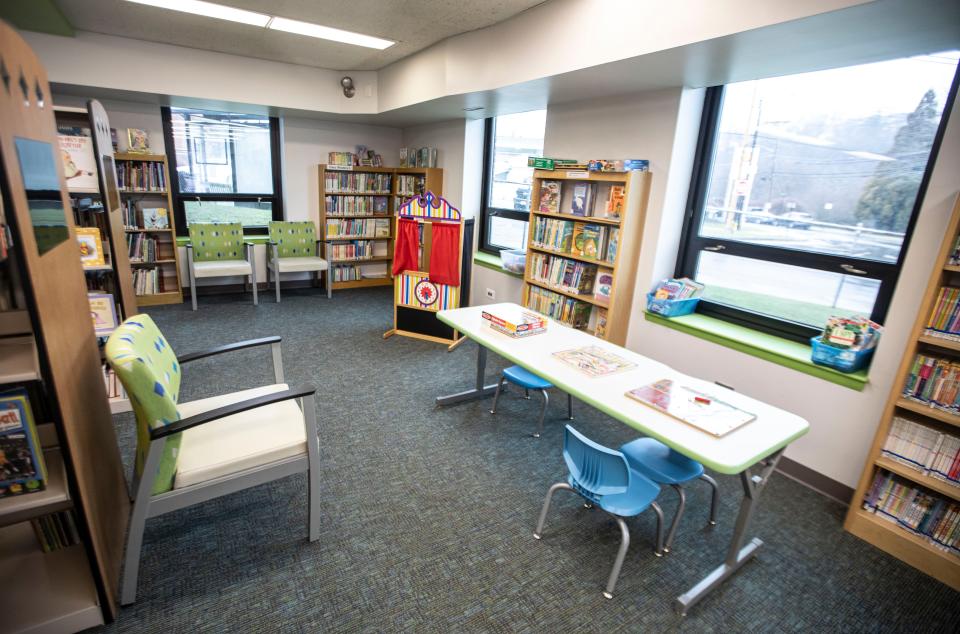 The Children's Room at the West Harrison Public LIbrary, photographed March 6, 2024. The library has informed an aide for Matt Miller, a 31-year old adult with autism, that he is no longer allowed in the children's room at the library, where he enjoyed attending a music program. His parents are hoping that the library will change their policy and allow Dan to attend programs in the childrenÕs library.