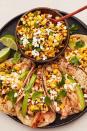 <p>All the deliciousness of <a href="https://www.delish.com/cooking/recipe-ideas/recipes/a47269/mexican-street-corn-elote-recipe/" rel="nofollow noopener" target="_blank" data-ylk="slk:elote;elm:context_link;itc:0;sec:content-canvas" class="link ">elote</a> or <a href="https://www.delish.com/cooking/a38176573/esquites-fritters-recipe/" rel="nofollow noopener" target="_blank" data-ylk="slk:esquites;elm:context_link;itc:0;sec:content-canvas" class="link ">esquites</a> in <a href="http://www.delish.com/cooking/recipe-ideas/g2786/easy-taco-recipes/" rel="nofollow noopener" target="_blank" data-ylk="slk:taco;elm:context_link;itc:0;sec:content-canvas" class="link ">taco</a> form—and you don’t even have to fire up the grill. Oh, and did we mention you can get them on the table in 30 minutes?</p><p>Get the <strong><a href="https://www.delish.com/cooking/recipe-ideas/a31078932/mexican-street-corn-grilled-chicken-tacos-recipe/" rel="nofollow noopener" target="_blank" data-ylk="slk:Elote (Mexican Street Corn) Tacos recipe;elm:context_link;itc:0;sec:content-canvas" class="link ">Elote (Mexican Street Corn) Tacos recipe</a></strong>.</p>