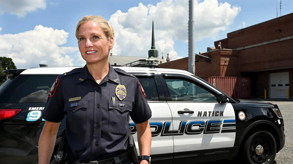 Ashland Police Chief Caraa Rossi, pictured here while a Natick Police lieutenant, has a hearing with the POST Commission on Friday.