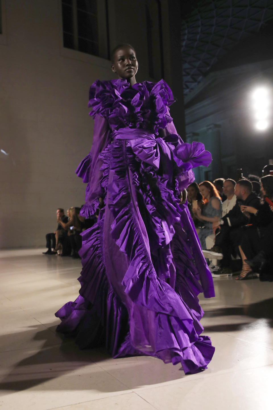 Model Alek Wek walks the runway at the Fashion For Relief charity event in central London, Saturday, Sept. 14, 2019. (Photo by Vianney Le Caer/Invision/AP)