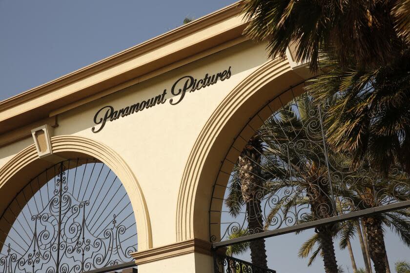 LOS ANGELES, CA - OCTOBER 19: The Melrose Gate of Paramount Pictures Studio located at 5555 Melrose Ave in Hollywood. A sexual assault suspect who was arrested on the Paramount lot early Monday after a 90-minute standoff with police has been identified as Bryan Gudiel Barrios. Fullerton Police Cpl. Billy Phu said that Barrios, 36, is currently hospitalized with non-lethal, self-inflicted knife wounds. Hollywood on Monday, Oct. 19, 2020 in Los Angeles, CA. (Al Seib / Los Angeles Times