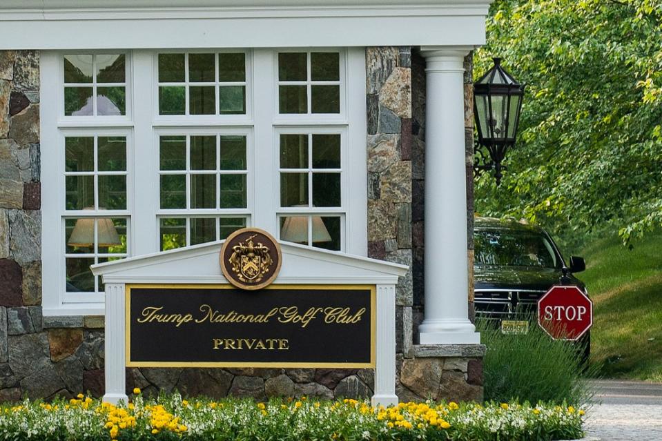 The entrance to Trump National Golf Club where there is 24-hour security. AP