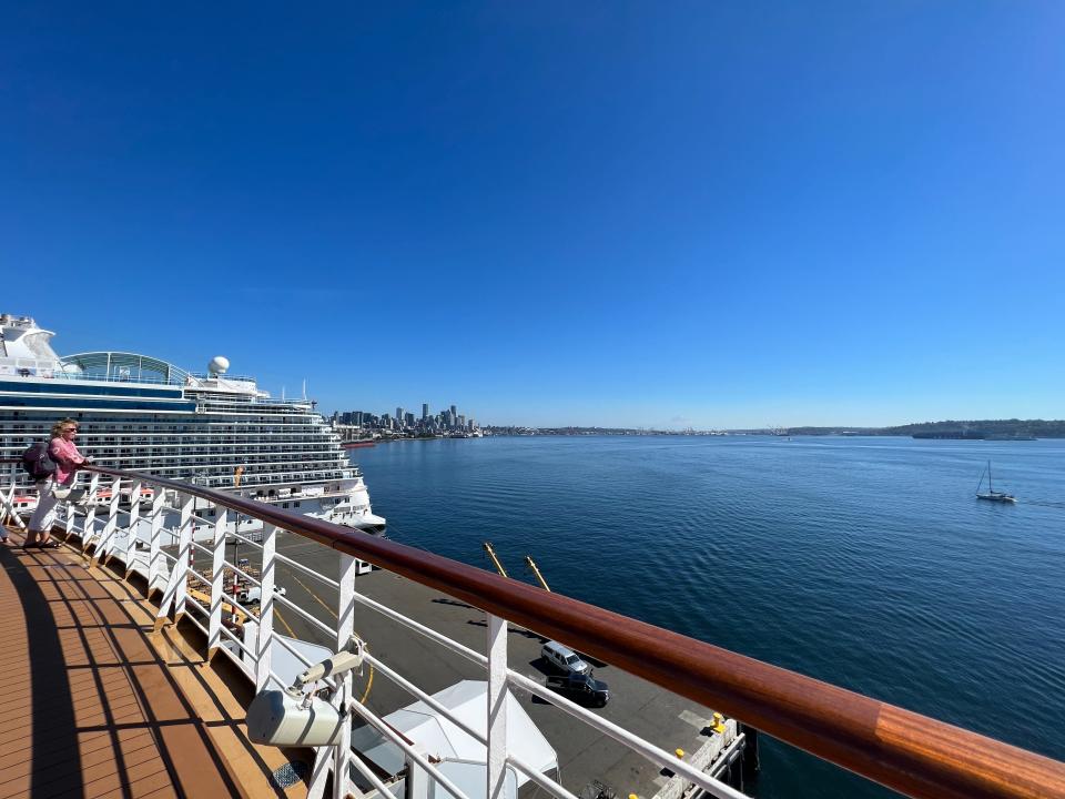 View over cruise deck of Seattle 