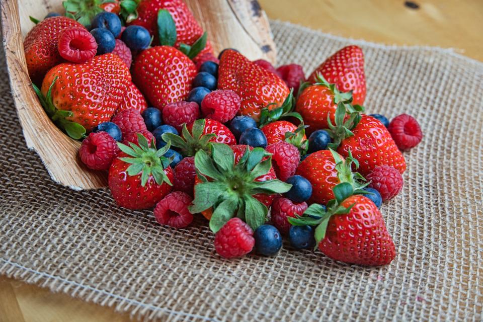 Strawberries, blueberries and raspberries