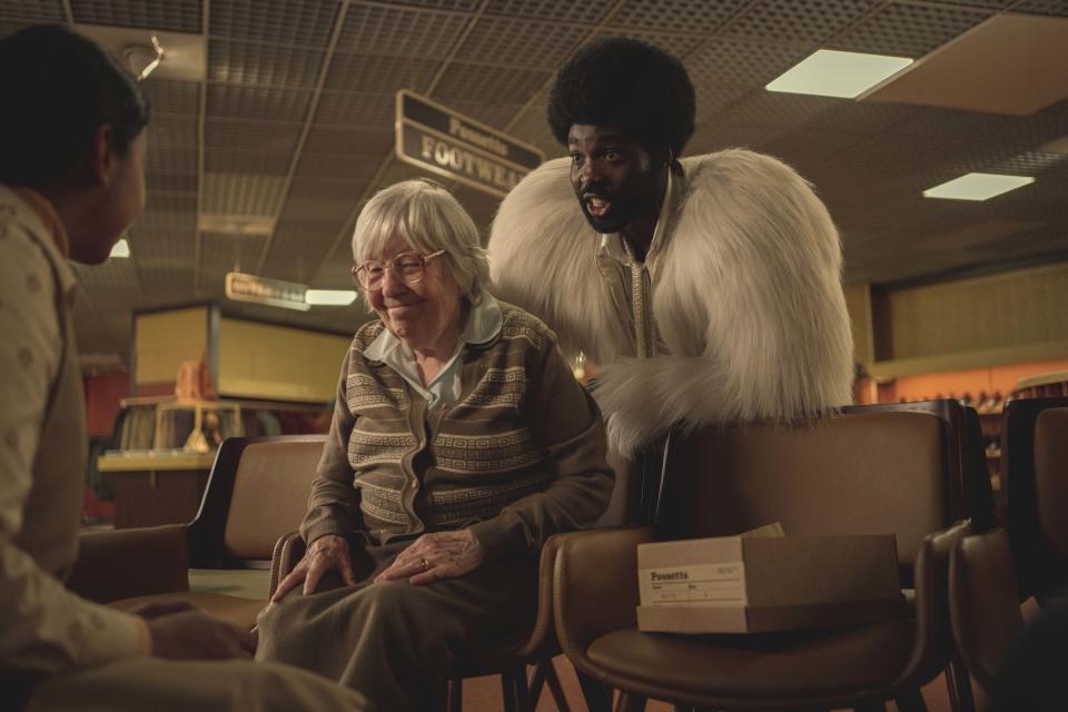 Anjana Vasan as Nida, Janie Booth as Sweet Gran, Paapa Essiedu as Gaap in Black Mirror (Netflix)