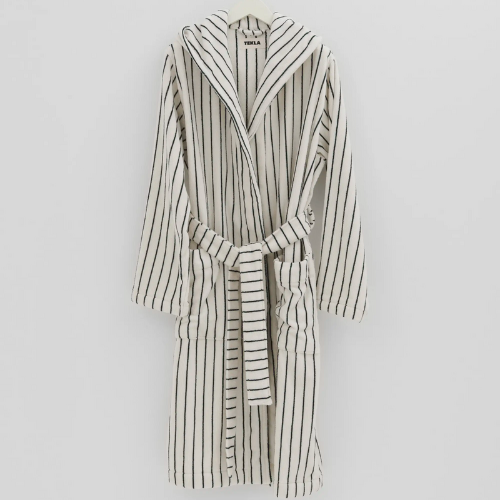 Tekla Racing Green Stripes Hooded Bathrobe