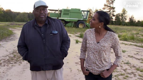 PHOTO: Lucious Abrams gives ABC News' Congressional Correspondent Rachel Scott a tour of his farm, which has not been operational since he accrued $1.2 million in debt. (ABC News)