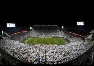 <p><strong>Seating:</strong> 106,572</p><p>Opened in 1960 using portions of a 1909 stadium that was dismantled and moved to the current site on the campus of Penn State University, the original 1960 horseshoe design of 46,000 seats has seen a major expansion over the years. </p><p>A 2001 renovation to Beaver Stadium—named in honor of a lawyer who fought for the Union Army in the Civil War and became governor of Pennsylvania—added the final 12,000 seats, bumping capacity to 106,572 and giving the venue 100 rows on the east side, 100 rows on the west, 60 in the lower end zones, 35 in the north upper deck, 20 in the club seating level, and 25 in the south upper deck.</p>