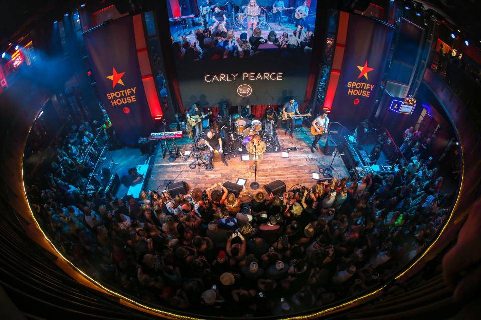 NASHVILLE, TENNESSEE - JUNE 08: Carly Pearce performs onstage at Spotify House during CMA Fest at Ole Red on June 08, 2019 in Nashville, Tennessee. (Photo by Terry Wyatt/Getty Images for Spotify)