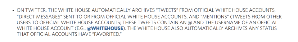 The White House instruction on Twitter from the official site