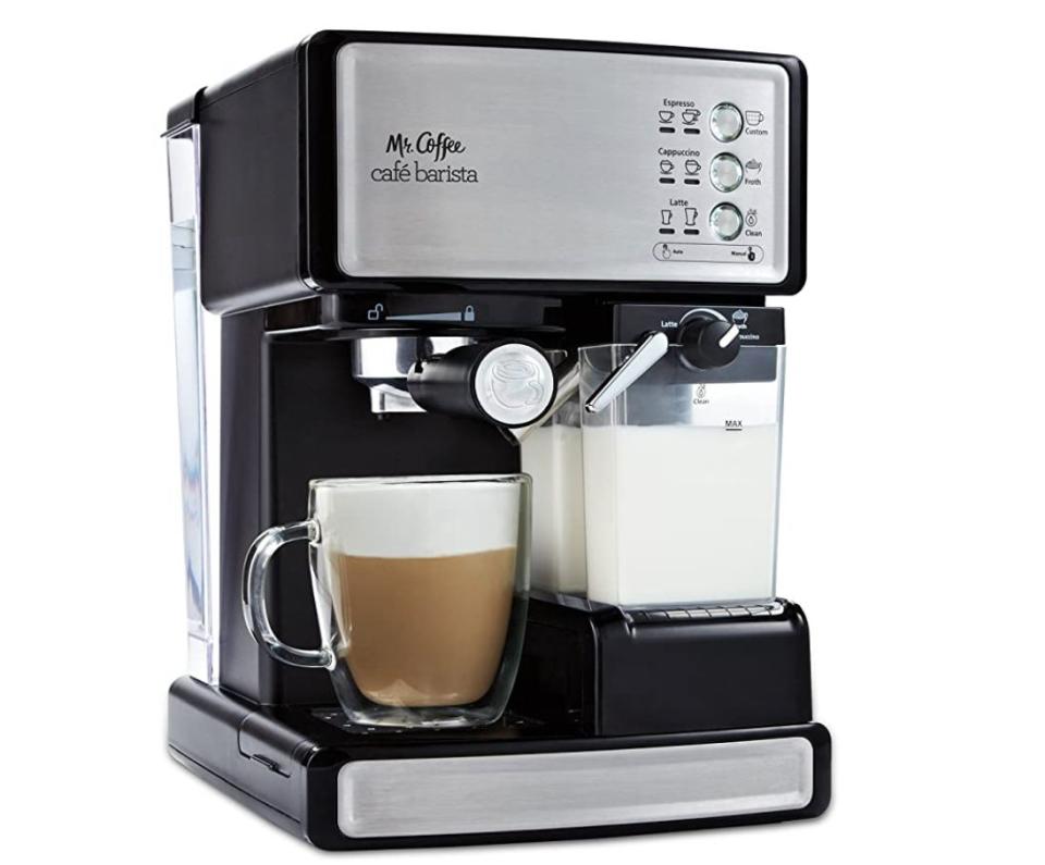 <a href="https://amzn.to/3kjMXb7" target="_blank" rel="noopener noreferrer">This Mr. Coffee espresso machine</a> has a one-touch control panel for drink selections and includes an automatic milk frother that takes the guesswork out of your coffeehouse favorites.<br /><strong>Rating</strong>: 4.2-star<br /><strong>Reviews</strong>: more than 5,000<br /><br />Normally <a href="https://amzn.to/3kjMXb7" target="_blank" rel="noopener noreferrer">$200, get it on sale for $180 on Amazon</a>.