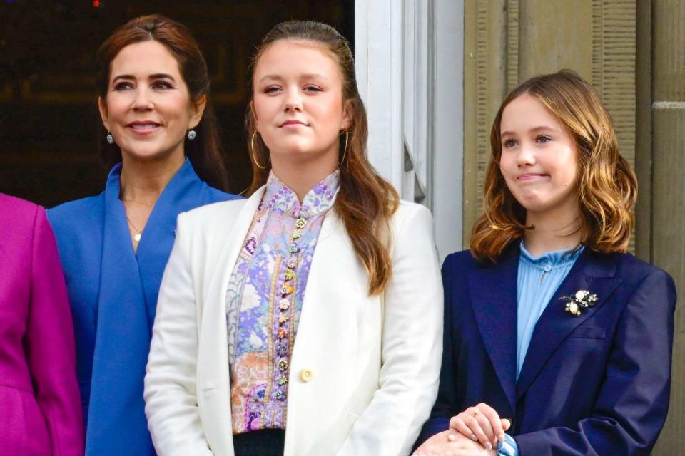 <p>Shutterstock</p> From left: Queen Mary, Princess Isabella and Princess Josephine of Denmark on Oct. 15, 2023