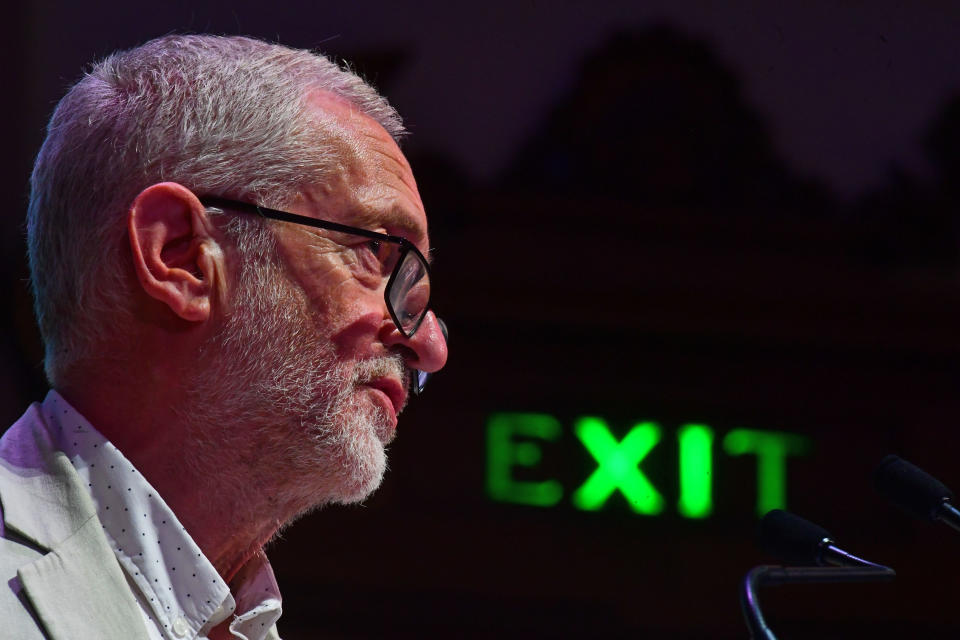 Jeremy Corbyn speaking at a Together for Education rally at Central Hall Westminster in London.