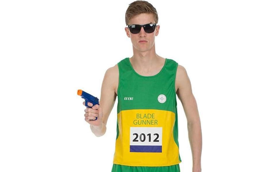 Mens Adult Oscar Pistorius Blade Runner Athlete Fancy Dress Costume Halloween Controversial Sport Sporting Uniform South Africa Outfit