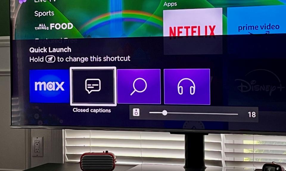 A photo of Roku's onscreen Quick Launch menu.