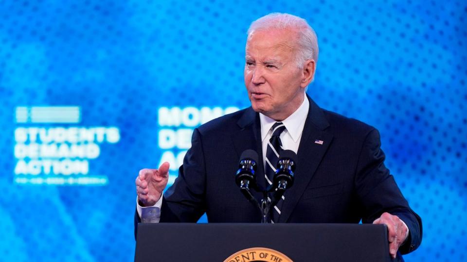 PHOTO: President Joe Biden speaks to Everytown for Gun Safety Action Fund's 'Gun Sense University,' at the Washington Hilton, on June 11, 2024, in Washington, D.C. (Mark Schiefelbein/AP)