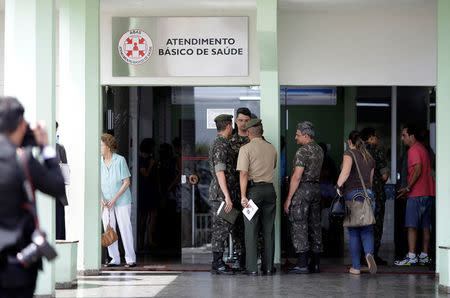 The entrance of the Army Hospital is seen, where the Brazil's President Michel Temer was taken due to a urinary tract obstruction, his office said, in Brasilia, Brazil October 25, 2017. REUTERS/Ueslei Marcelino