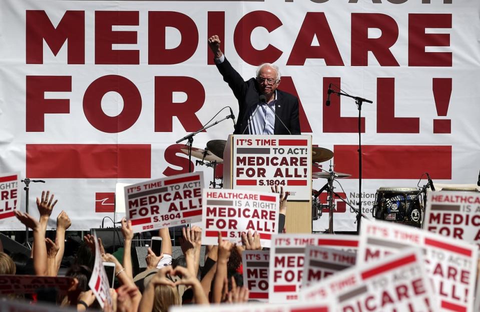 <div class="inline-image__caption"><p>Sen. Bernie Sanders (I-VT) speaks during a health care rally at the Convention of the California Nurses Association/National Nurses Organizing Committee on Sept. 22, 2017 in San Francisco, California.</p></div> <div class="inline-image__credit">Justin Sullivan/Getty Images</div>