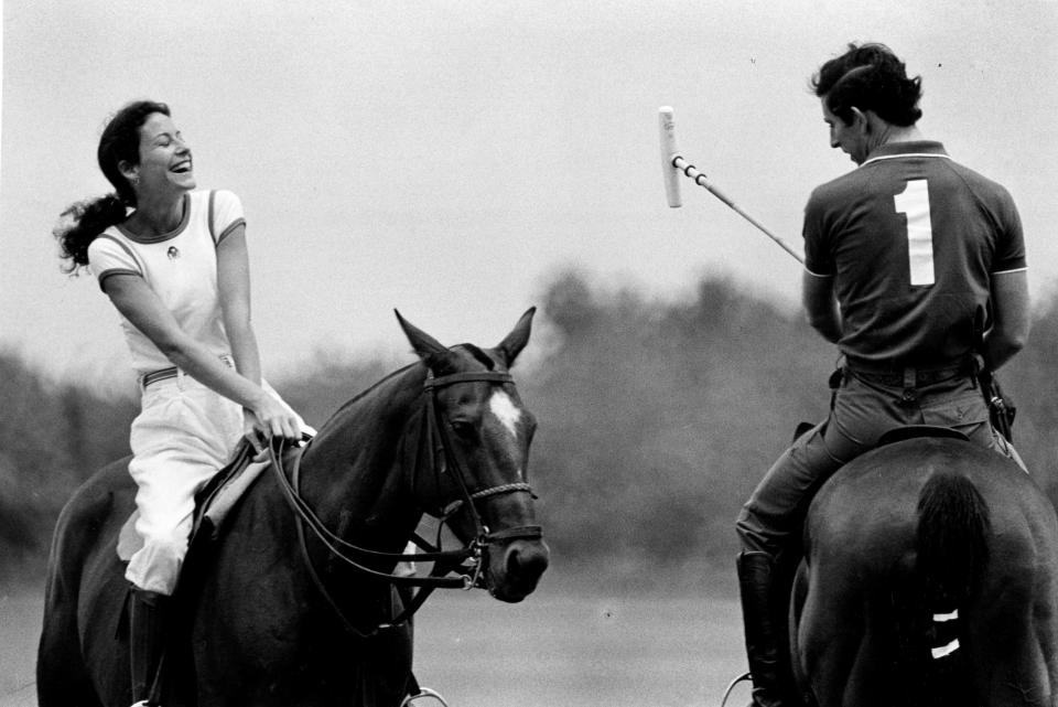Janey Ylvisaker enjoys the friendly competition with Prince Charles, at the Palm Beach Polo and Country Club in 1980.