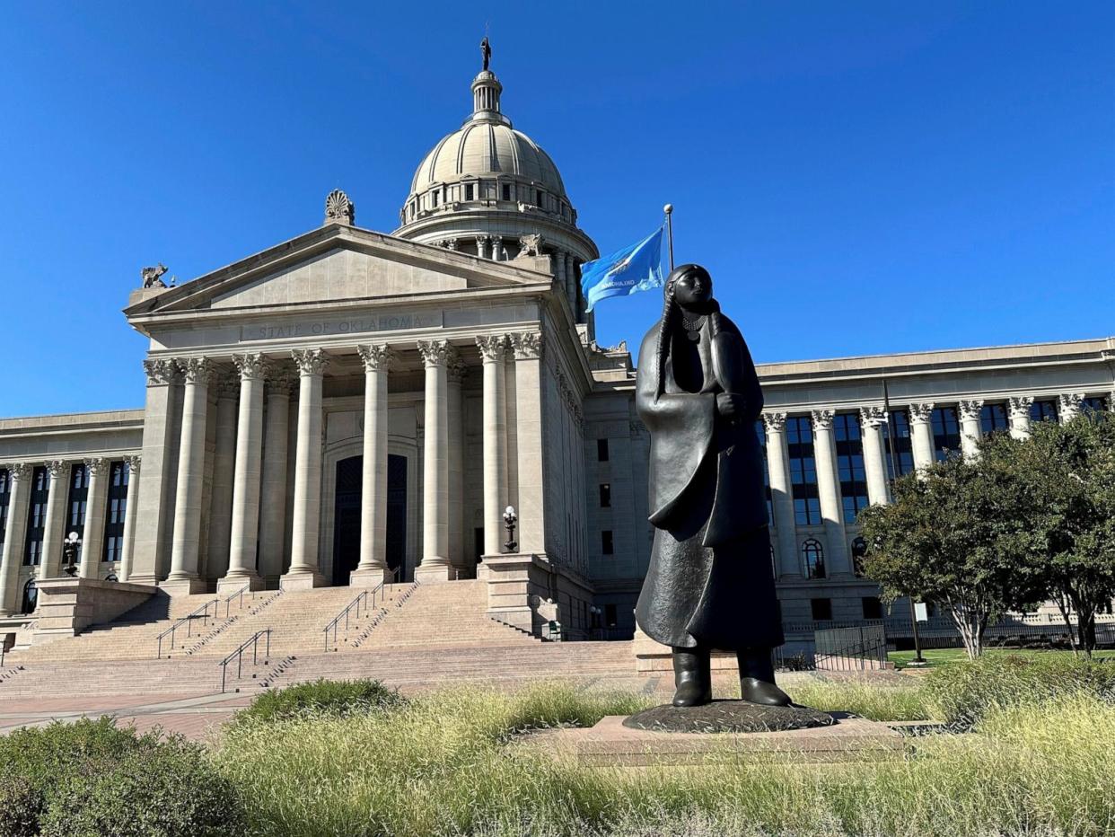 PHOTO: The Oklahoma State Election Board Office inside the state Capitol in Oklahoma City, was one of at least five states in the U.S. which election officials received suspicious packages on Sept. 16, 2024.  (Sean Murphy/AP)