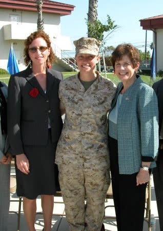 Deputy District Attorney Gretchen Means, Claire Russo and District Attorney Bonnie Dumanis, after Russo received the "Citizens of Courage" award from the San Diego District Attorney's office at Camp Pendleton in 2006.