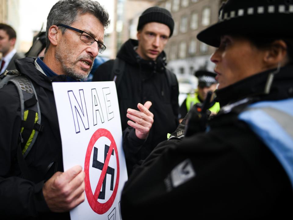 Man arrested after 'No Nazis' protest against Steve Bannon event