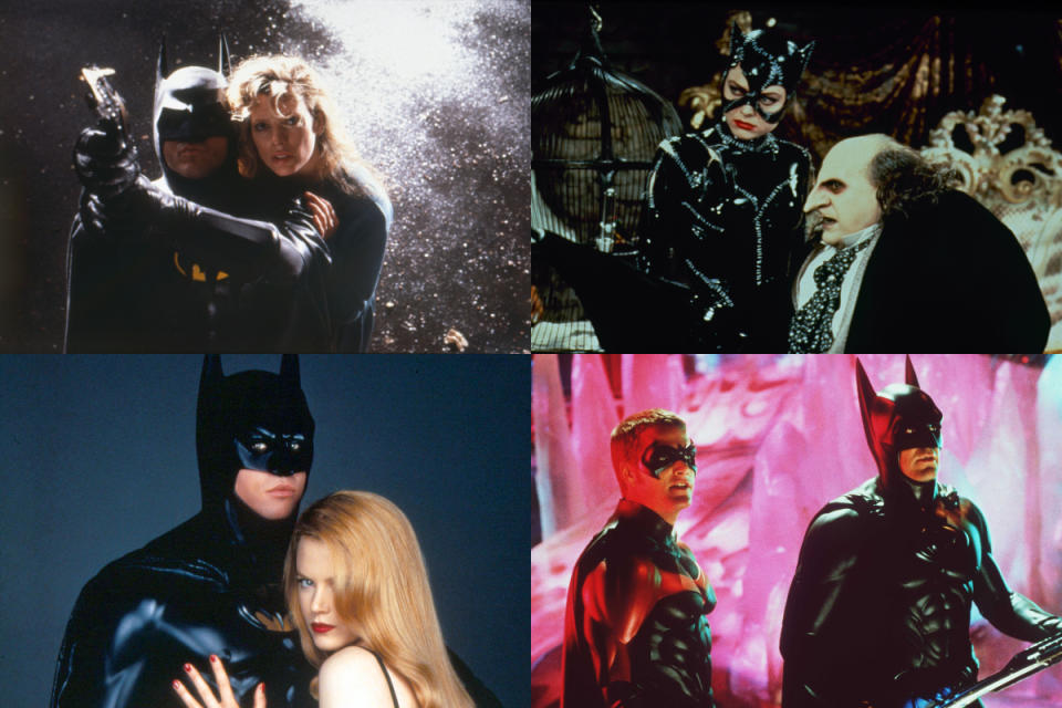 La película forma parte de una tetralogía que comenzó con 'Batman' (1989) y 'Batman vuelve' (1992), ambas dirigidas por Tim Burton, y terminó con 'Batman y Robin' (1997). "Quiero disculparme con todos los fans que se sintieron decepcionados porque creo que les debo eso", <a href="https://www.vice.com/en_us/article/xw8vpk/twenty-years-later-joel-schumacher-is-very-sorry-about-batman-and-robin" rel="nofollow noopener" target="_blank" data-ylk="slk:dijo a Vice Joel Schumacher;elm:context_link;itc:0;sec:content-canvas" class="link ">dijo a Vice Joel Schumacher</a> por el resultado de la última película mencionada. (Foto: The LIFE Picture Collection / Warner Bros / Getty Images)