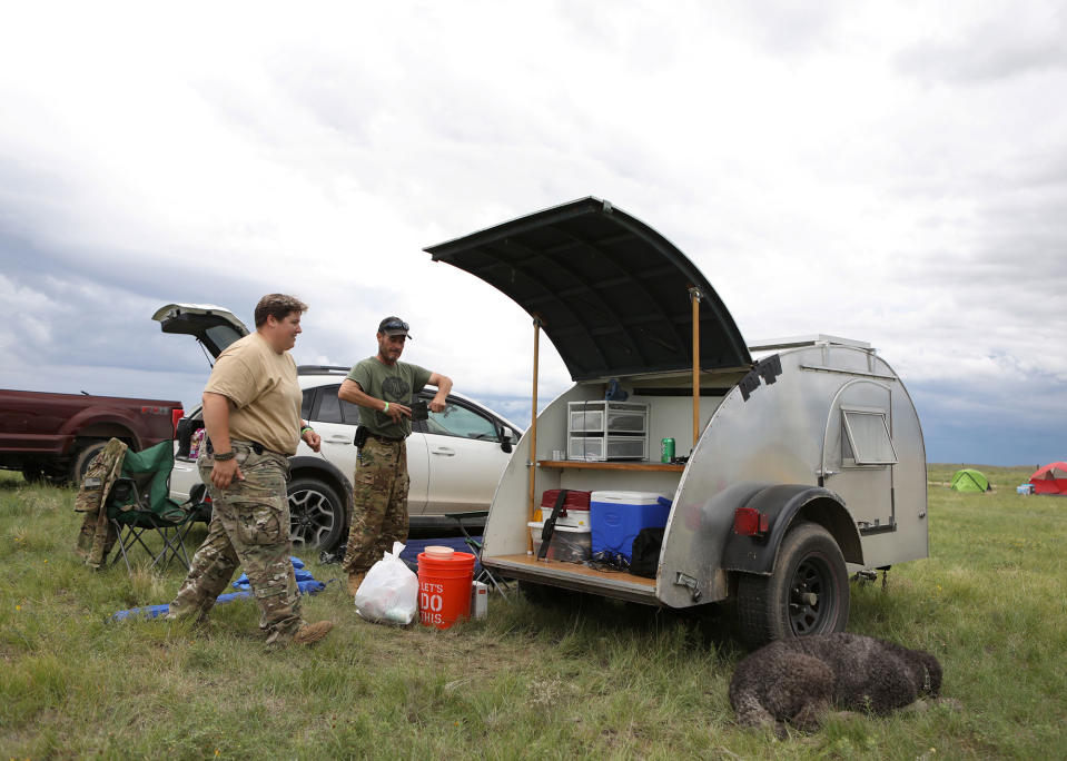 <p>Members of self-described patriot groups and militias stow equipment in their camper during III% United Patriots’ Field Training Exercise outside Fountain, Colo., July 29, 2017. (Photo: Jim Urquhart/Reuters) </p>