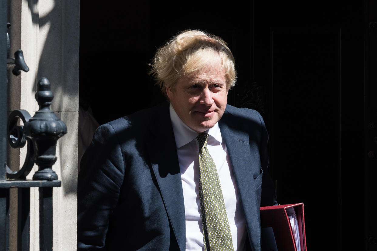 LONDON, UNITED KINGDOM - MAY 06, 2020: British Prime Minister Boris Johnson leaves 10 Downing Street for PMQs at the House of Commons on 06 May, 2020 in London, England. Tomorrow, Boris Johnson is expected to extend the UK's nationwide lockdown imposed on March 23 to slow down the spread of the Coronavirus disease.- PHOTOGRAPH BY Wiktor Szymanowicz / Barcroft Studios / Future Publishing (Photo credit should read Wiktor Szymanowicz/Barcroft Media via Getty Images)