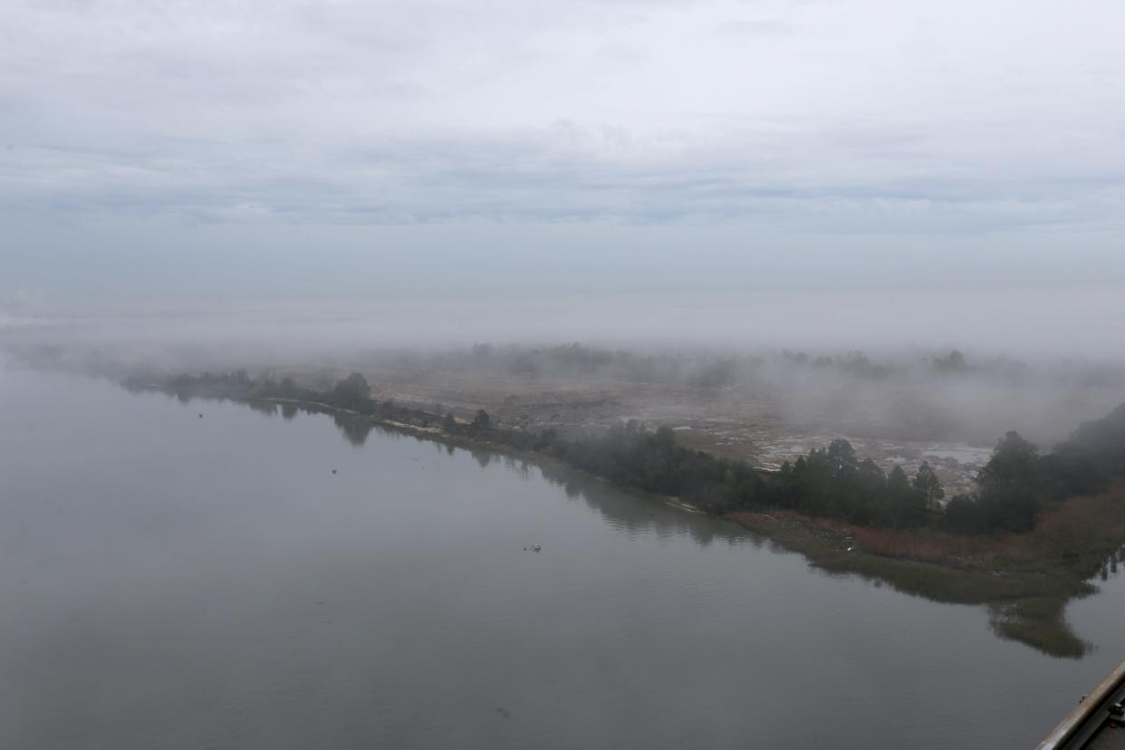 The Georgia Ports Authority is moving dirt from Hutchinson Island and using it across the Savannah River at Ocean Terminal. Plans are underway for the ports to expand over to Hutchinson Island.