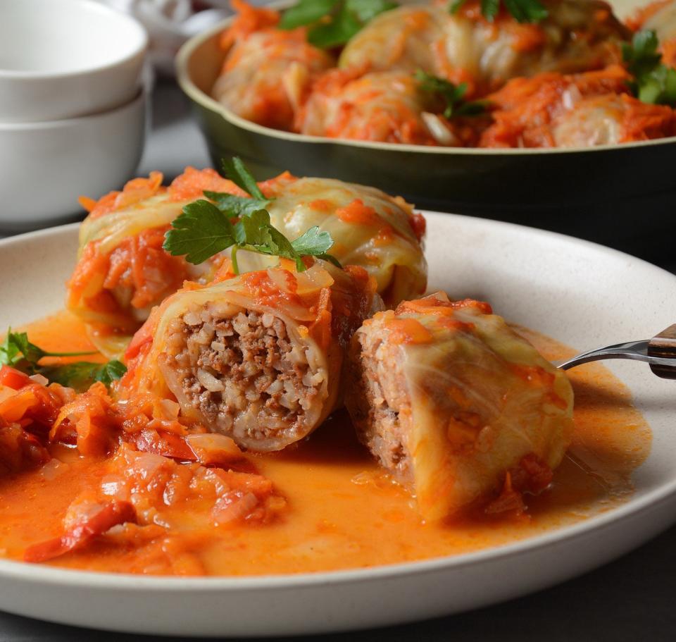 Romanian stuffed cabbage rolls.