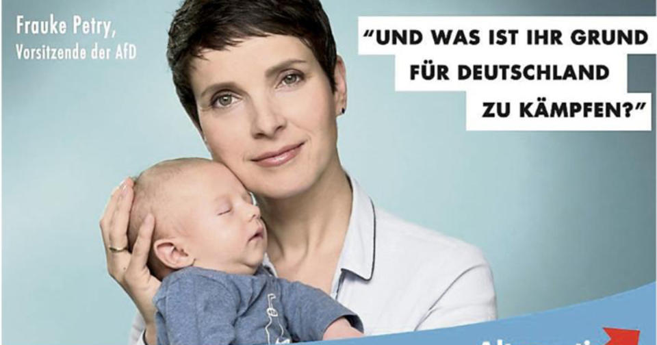 Mit diesem gefühlsduseligen Wahlplakat sorgte Frauke Petry für Aufregung. (Quelle: AfD)