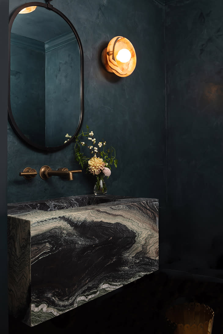 black powder room by LALA Reimagined