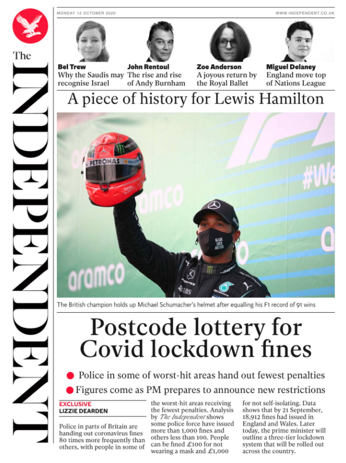 The Independent claims there is a 'postcode lottery' for lockdown fines.