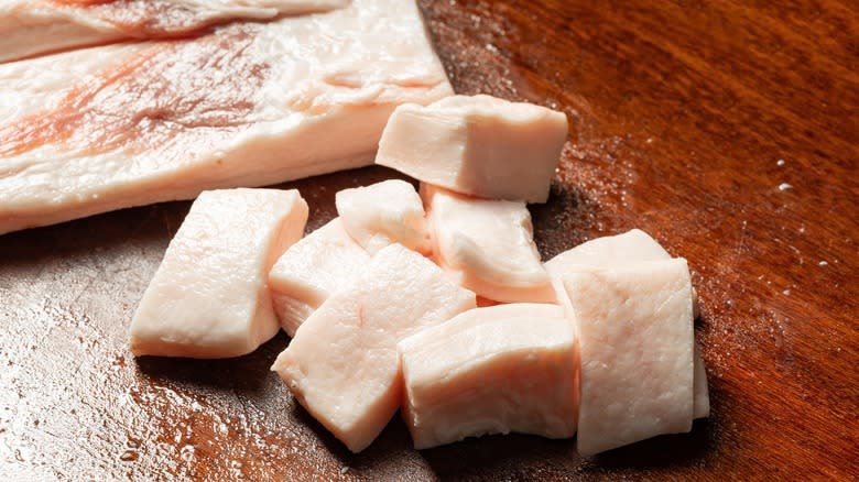 pork suet chopped into cubes