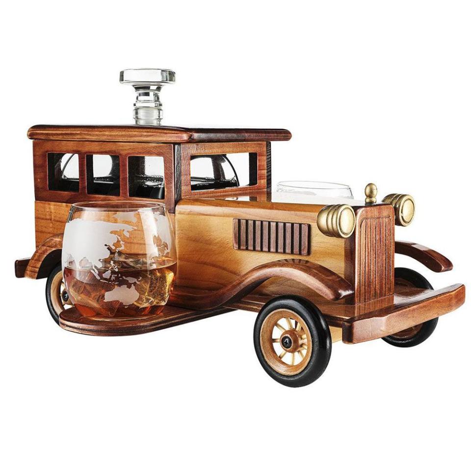 The Wine Savant Old Fashioned Car Whiskey Decanter Set