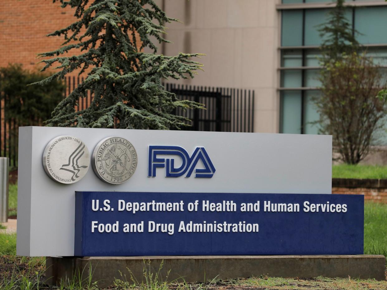 Signage is seen outside of the Food and Drug Administration (FDA) headquarters in White Oak, Maryland,  on 29 August 2020 ((Reuters))